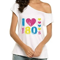 PhoneOap žene Volim 80-ih sa gornjih ramena Disco 80-ih majice ženske majice