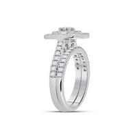 10kt bijeli zlatni okrugli dijamant ovalni halo bridalni vjenčani prsten set CTTW