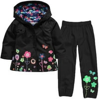 Dvije setove odjeće za dijete dječje djevojke s dugim rukavima cvjetni kaput kiša otporna na kapuljaču