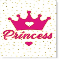 Neugodni stilovi Djevojka Djevojka Dekor princeze Crown Ilustracija Djevojke Soba Zidno umjetnost Ružičasti