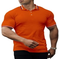 GLONME MENS Ljetni vrhovi Dugmas T majice Kratka rukava Košulja Radni majica Classic Fit Rever Crtne bluza narandžasti m