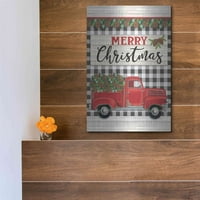 Luxe Metal Art 'Meter Christmas Crveni kamion' po deb soju, metalna zida Art, 12 x16