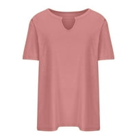 GUZOM T majice za žene - smiješne vrhove kratki rukav čvrsti trendi Ležerne prilike V izrez TEE majice Pink XXL