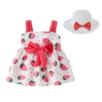 Sdjma Toddler Kids Baby Girl Ljeto Slatka print Suspender suknja Princess haljina + šešir
