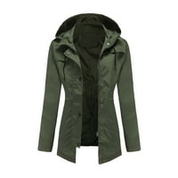 Hueook Overcoat Wople Plus size Jednobojna jakna s kapuljačom kapuljačnog dugih rukava na otvorenom