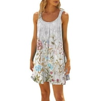 GDFUN Fashion Summer Sandress za žene Ležerne prilike Print bez rukava Slatka mini Sling haljina za