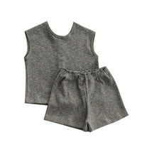 Rovga Boy Outfit Baby Girls Ljeto Jesenski čvrste pamučne kratke hlače Thirt Hratke za kratke hlače
