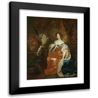 Caspar Netscher Black Moderni uokvireni muzej umjetnički print pod nazivom - Portret Mary Stuart, supruga