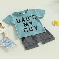 Gwiyeopda Toddler Baby Boy Pismo kratkih rukava pamučna majica kratke hlače ljetne odjeće 0- godine