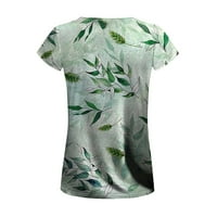 Bazyrey Womens V-izrez na vrhu ženske kratkih rukava cvjetna bluza Ležerne tuničke košulje zelene s