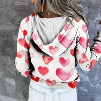 Ženska modna slobodno vrijeme Valentinovo, pulover s kapuljačom, bijeli, bijeli