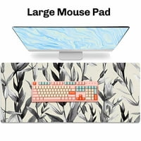 Veliki mocing postrojenje za igranje ulaz ured ured miša vodootporna jastuk za miša Neklizajuće gumene base Mousepads za računarski laptop Muškarci Žene Djeca 27.5in × 11.8in Crna siva