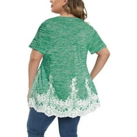 Plus veličine za žene Ljeto kratki rukav Criss Cross Crt T-majice čipkasti oblozi Tunic Ležerne prilike