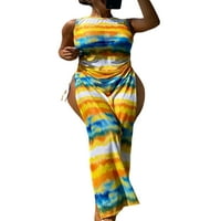 MubIneo Women Bikini setovi Tie-Dye Print Halter grudnjaci i elastične gaćice Pokrijte haljinu odjeću