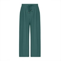 TOQOT široke pantalone za noge za žene - visoka struka Čvrsta baggy fit casual moda ženske duksere zelena