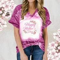 Pbnbp Happy Maine-ove majice za žene Ljeto Ombre Tie Dye Pismo kratkih rukava V rect majice