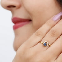 Srce Blue Sapphire Obećaj Prsten sa dijamantom za žene, 14k žuto zlato, SAD 7.00