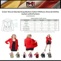 MixMatchy Ženska boja Tencel Zip Up Gumb Snap Butter Safari Vojna anorkak komunalna jakna s džepovima