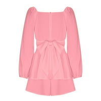 Linijska haljina, ženska modna ležerna ljetna kratka rukava s ramena čvrstog V-izrez ružičaste xxxl