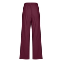 Yuwull Ženske široke pantalone za noge sa džepovima Casual Solid Color Elastic Loasting Pants Straigh