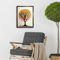 Sažetak Ilustracija Očarana Quirky miran linocut Tree silueta Art Print Framed Poster Zidni dekor