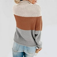 Ženske pletene pulover Zimski dugi rukav O vrat poliester plus veličina modnih pulover džempera smeđi