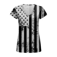 Dan nezavisnosti za žene ispisuju dnevne ljetne košulje za ženske V izrezom na vrhu američkog 4. jula
