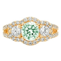 2.16ct okrugli rez zeleni simulirani dijamant 18k žuti zlatni godišnjički angažman kamena prstena veličine