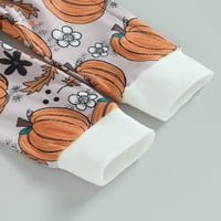 Toddler Baby Girls Boys Halloween Outfits Pumpkin Print Duge rukave Duge duge hlače Set