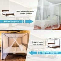 Mreža mreža protiv komaraca, puna kapuljača kraljevske veličine kreveta, četiri zavese za otvaranje,