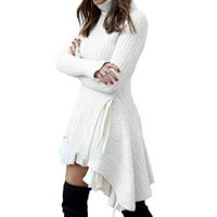 Modni čvrsti kabel-pleteni turtleneck casual dugačak džemper haljina za žene hot25sl4486032