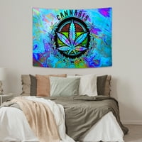Cannabis list kopitarija viseći, trippy kanabis korov list korov zidni dekor, psihodelic tapiserija