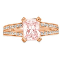 2,45ct smaragdni rez ružičasti simulirani dijamant 14k ružičasti ružičasti zlato graviranje izjava bridalna godišnjica angažman vjenčani prsten veličine 7.75