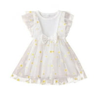 Toddler Baby Girl Ljetni haljina bez rukava cvjetna vez casual mrežasta tutu lisnata haljina 1- godina
