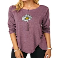 Grianlook Women Tunic Top neregularne košulje za cvijeće od ruba s dugim rukavima bluza s dugim rukavima