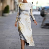 Dyfzdhu haljine za žene okrugli vrat dugih rukava Slim nepravilno 3D haljina od 3d
