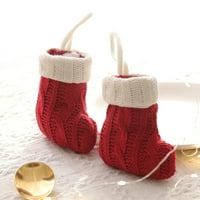 Koaiezne božićne mini pletene čarape sa crvenim i vilicama setu Kućnu kućnu kuću