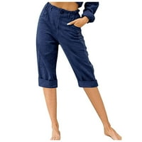 Dyegold Capris za žene plus veličine Ljetne casual široke obrezane hlače za noge Stretch Povucite labave