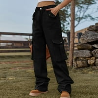 Absuyy casual pantalone za žene Ljetni modni srednji struk casual labave duge hlače crna veličina s