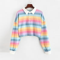 Djevojke Striped dugih rukava u boji bombona u boji u komfornom mekoj džemper s kapuljačom Pink, XL