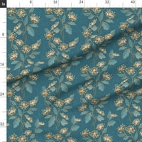 pamučna tkanina od dvorišta - Nouveau Blue Art Antique cvjetni vintage po mjeri ispisana tkanina kašikom