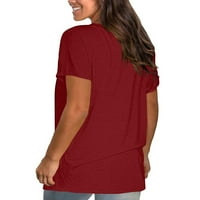 Jsaierl Womens Ljetni vrhovi labavi fit dame modni čvrsti okrugli vrat kratki rukav majica bluza