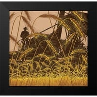 Nepoznati Crni moderni uokvireni muzej umjetnički print pod nazivom - pšenica