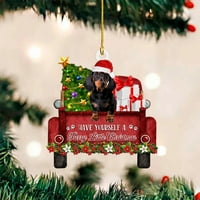 Heiheiup Božićni psi ukrasni dvostrani akrilni božićni privjesak Božićne ukrase božićne posude