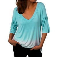 Ženski vrhovi ženski gradijent majica s kratkim rukavima, majica V-izrez XL XL