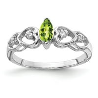 Čvrsta 14k bijelo zlato 6x markize peridot zeleni kolovoz dragi dijamantni zaručnički prsten veličine 7