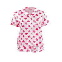 SprifAllBaby Ženska srčana ispis Padnjat Set Ljeto Slobodne majice kratkih rukava + kratke hlače set