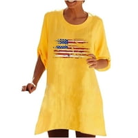 OAVQHLG3B 4. srpnja Odjeća za žene Američka zastava Patriotske majice Ležerne prilike za žensko ljeto okruglo rukava s rukavom rublje
