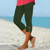 Yuwull Capri pantalone za žene Ljetne casual obrezirane hlače Calf Dužina plaža Capris visoki struk
