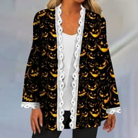Yubatuo Halloween Cardigan za žene čipkaste dugih rukava otvorena prednja meka bluza za drape